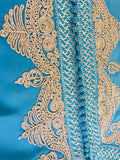 Moroccan Kaftan in Turquoise Blue and Silver