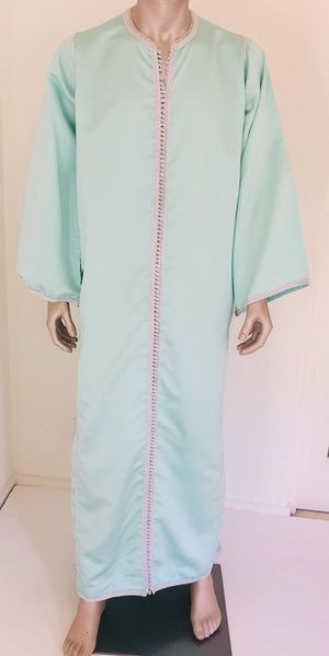 Moorish Turquoise Blue 1970s Maxi Dress Caftan