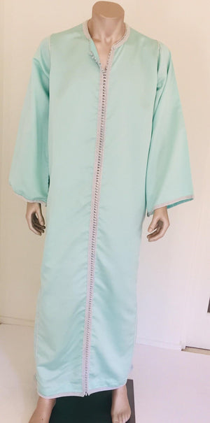 Moorish Turquoise Blue 1970s Maxi Dress Caftan