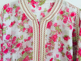 1970 Moroccan Caftan Metallic Pink Floral Silk Kaftan