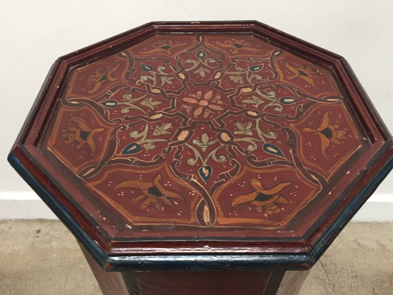 Hand-Painted Moroccan Pedestal Table