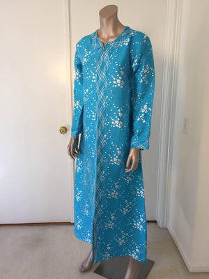 Vintage Moroccan Designer Kaftan Turquoise Maxi Dress Kaftan