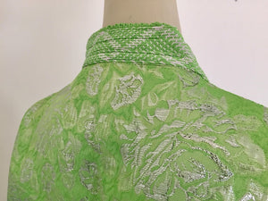 Moroccan Kaftan Lime Green and Silver Brocade