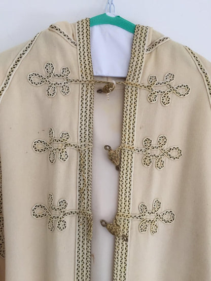 Moroccan Hooded Wool Burnous Cape, circa 1960