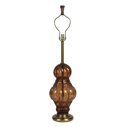 Vintage Murano Amber Venetian Italian Glass Table Lamp by Marbro 