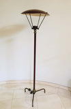 Sculptural Vintage French Tripod Floor Lamp Brown Enamel Shade 1950s