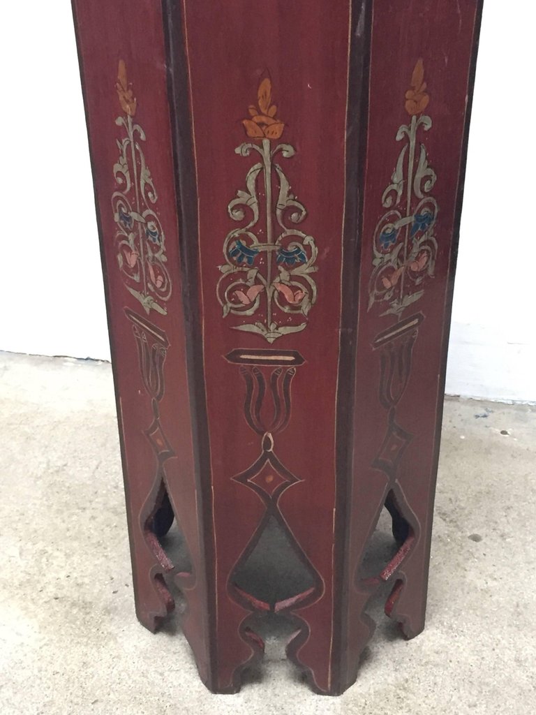 Hand-Painted Moroccan Pedestal Table
