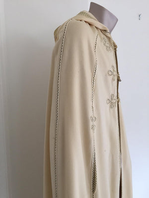 Elegant Moroccan Caftan Hooded Wool Burnous Cape, circa 1970