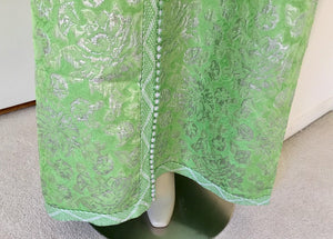 Moroccan Kaftan Lime Green and Silver Brocade