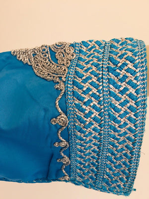 Moroccan Kaftan in Turquoise Blue and Silver