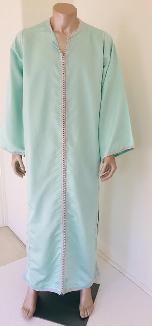 Moorish Turquoise Blue 1970s Maxi Dress Caftan