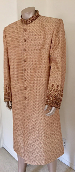 Gold Brocade Gentleman Indian Wedding or Party Maharaja Sultan Tuxedo Coat