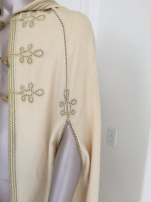 Elegant Moroccan Caftan Hooded Wool Burnous Cape, circa 1970