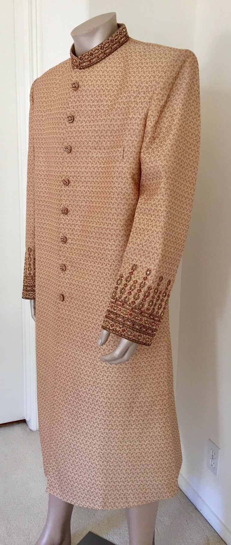 Gold Brocade Gentleman Indian Wedding or Party Maharaja Sultan Tuxedo Coat