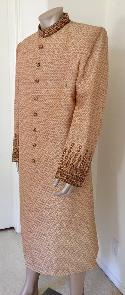 Gold Brocade Gentleman Indian Wedding or Party Maharaja Sultan Tuxedo Coat