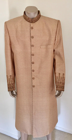Gold Brocade Gentleman Indian Wedding or Party Maharaja Sultan Tuxedo Coat