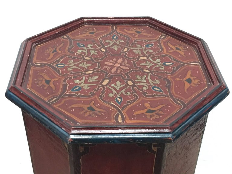 Hand-Painted Moroccan Pedestal Table