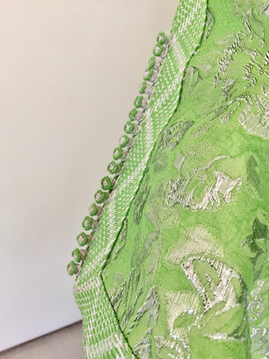 Moroccan Kaftan Lime Green and Silver Brocade