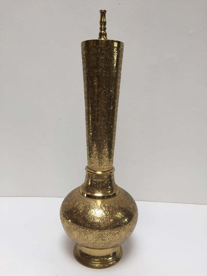 Elegant Tall Moorish Polished Brass Decorative Lamp Base – view 2