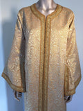 Moroccan Caftan in Gold Bronze Metallic Brocade, Maxi Gown Dress Kaftan