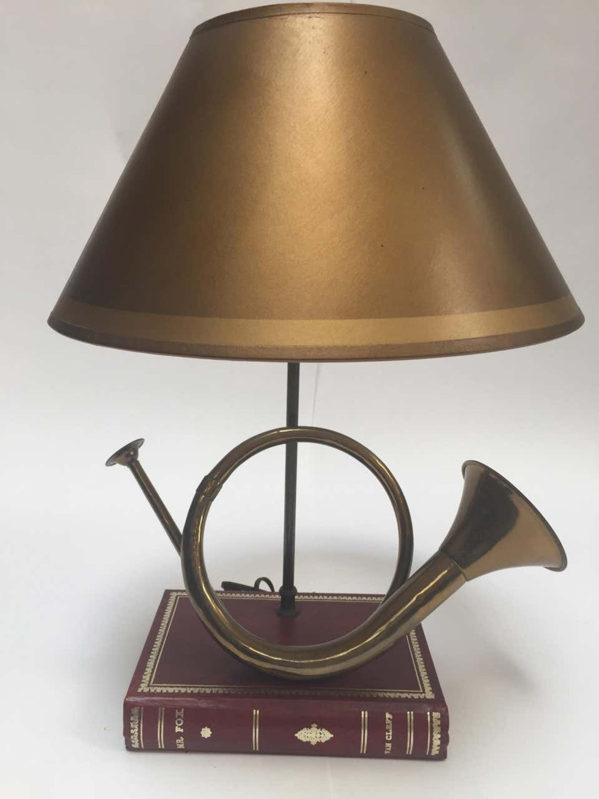 Vintage Brass Looped Hunter's Horn Bugle Made into a Table Lamp by Robert Abbey – view 2