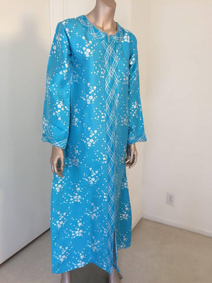 Vintage Moroccan Designer Kaftan Turquoise Maxi Dress Kaftan