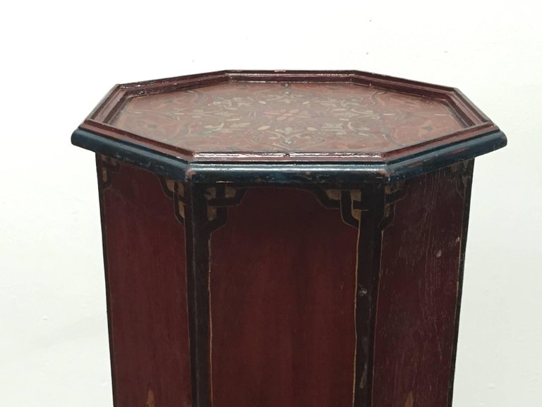 Hand-Painted Moroccan Pedestal Table