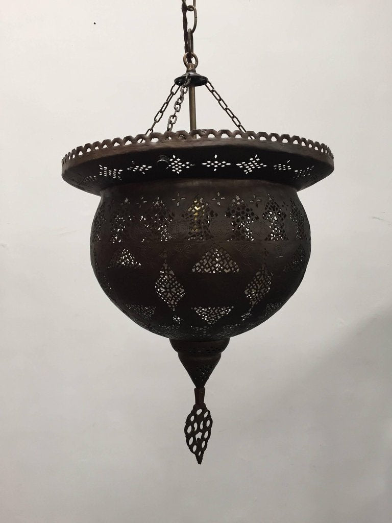 Antique 19th Century Hand-Crafted Moorish Pierced Brass Turkish Chandelier