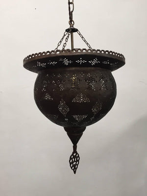 Antique 19th Century Hand-Crafted Moorish Pierced Brass Turkish Chandelier
