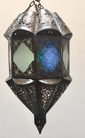 Moroccan Handcrafted Moorish Metal and Glass Lantern