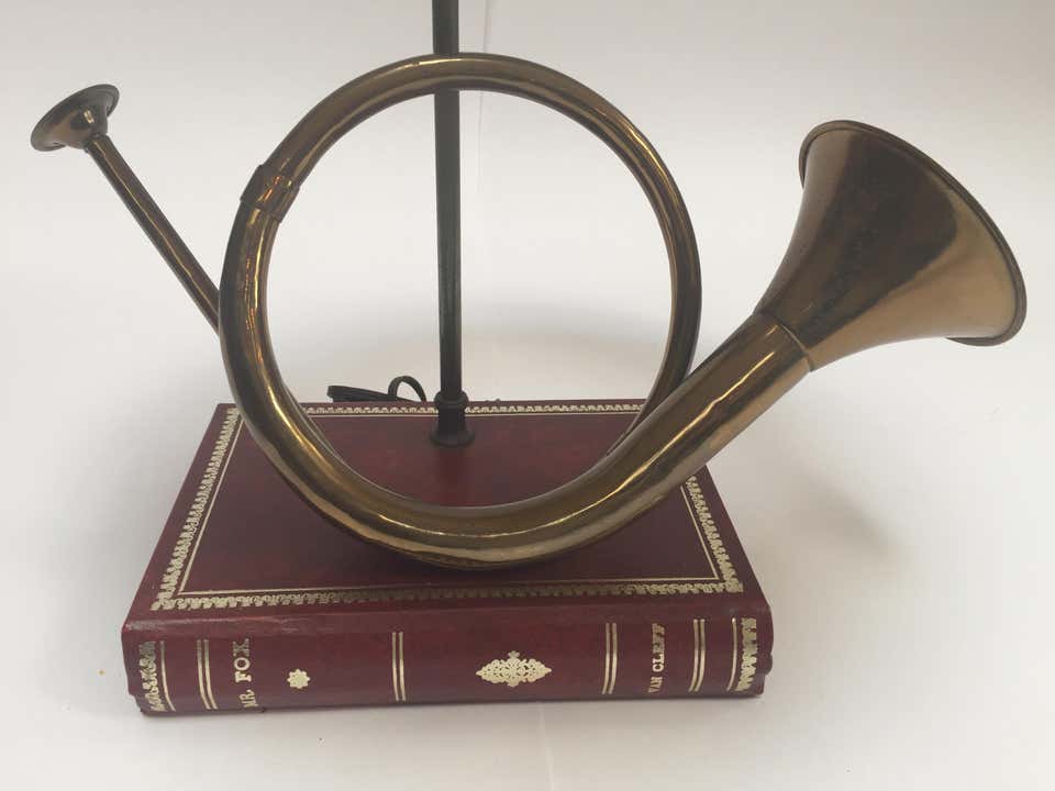Vintage Brass Looped Hunter's Horn Bugle Made into a Table Lamp by Robert Abbey – view 3