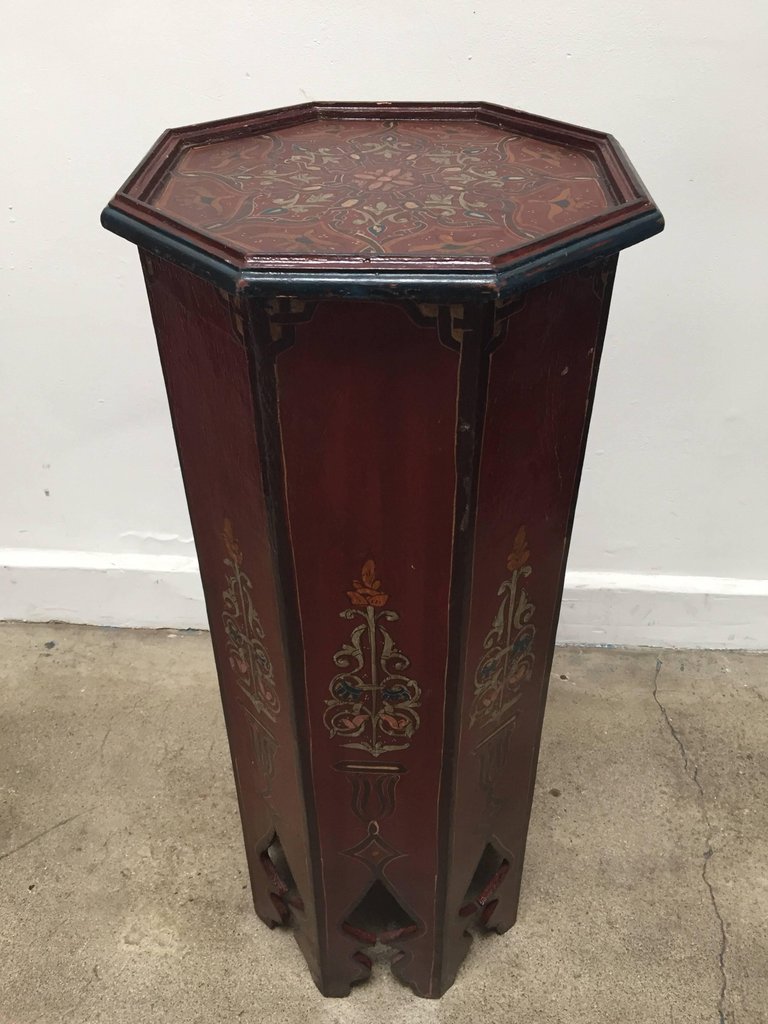 Hand-Painted Moroccan Pedestal Table