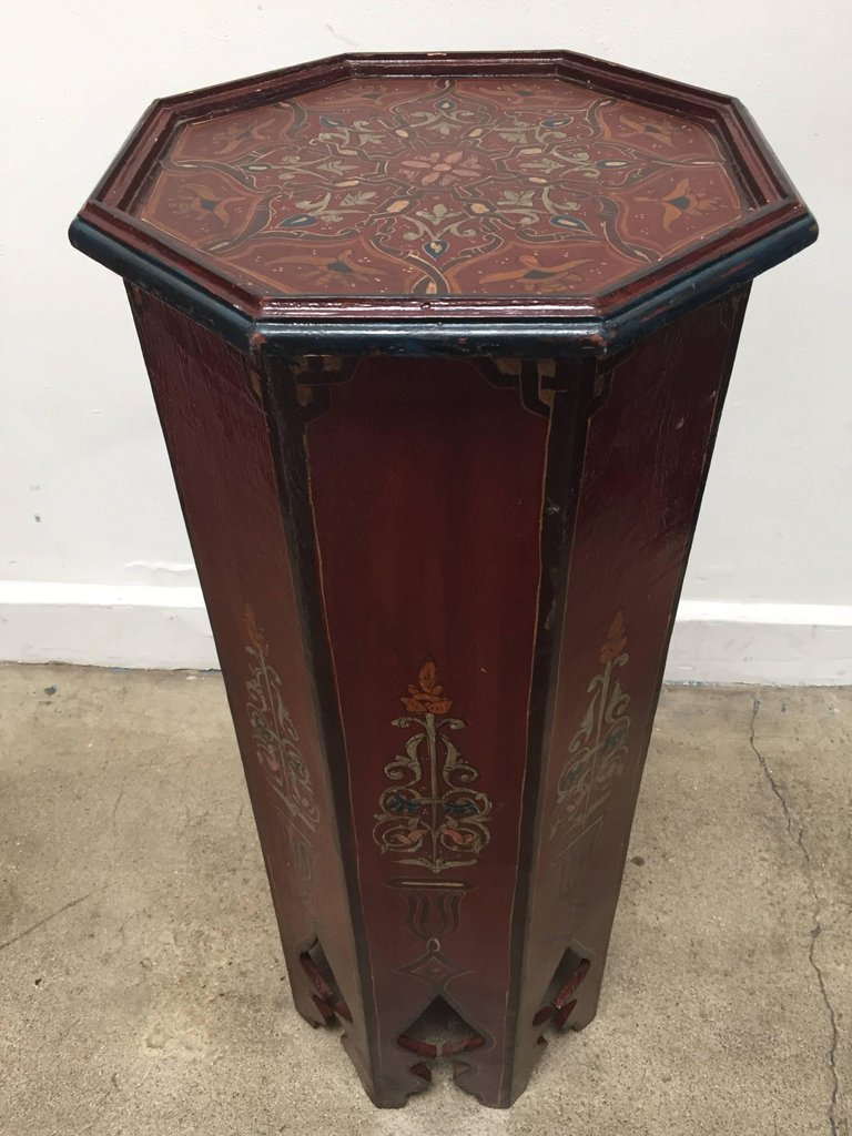 Hand-Painted Moroccan Pedestal Table