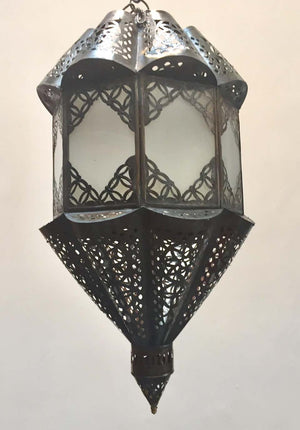 Moroccan Handcrafted Moorish Pendant Frosted Glass Lantern