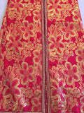 Vintage Moroccan Kaftan 1970s Red and Gold Floral Brocade Caftan Maxi Dress