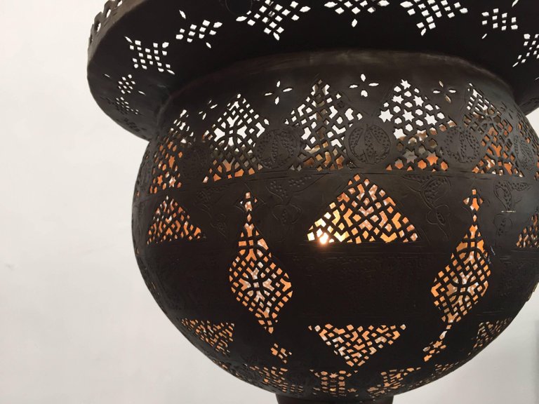 Antique 19th Century Hand-Crafted Moorish Pierced Brass Turkish Chandelier