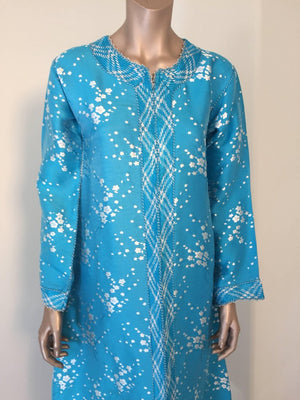 Vintage Moroccan Designer Kaftan Turquoise Maxi Dress Kaftan