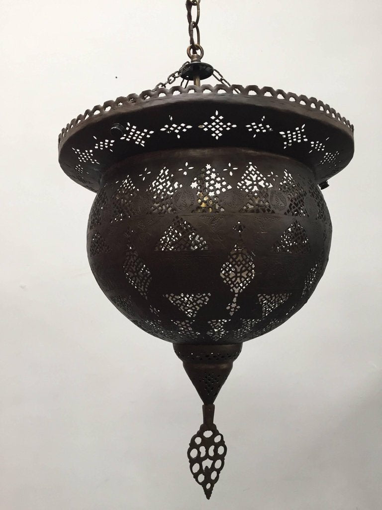Antique 19th Century Hand-Crafted Moorish Pierced Brass Turkish Chandelier