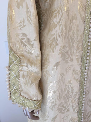 Moroccan Metallic Gold Brocade Kaftan, Maxi Dress Kaftan from Morocco, Africa