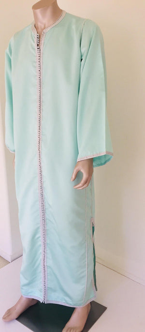 Moorish Turquoise Blue 1970s Maxi Dress Caftan