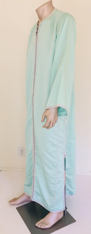 Moorish Turquoise Blue 1970s Maxi Dress Caftan