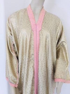 1970s Metallic Gold Moroccan Caftan, Kaftan Maxi Dress North Africa, Morocco