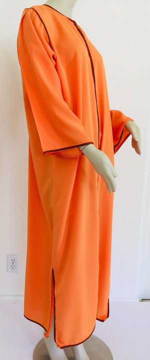 Moroccan Orange Kaftan Maxi Dress Caftan Size Large