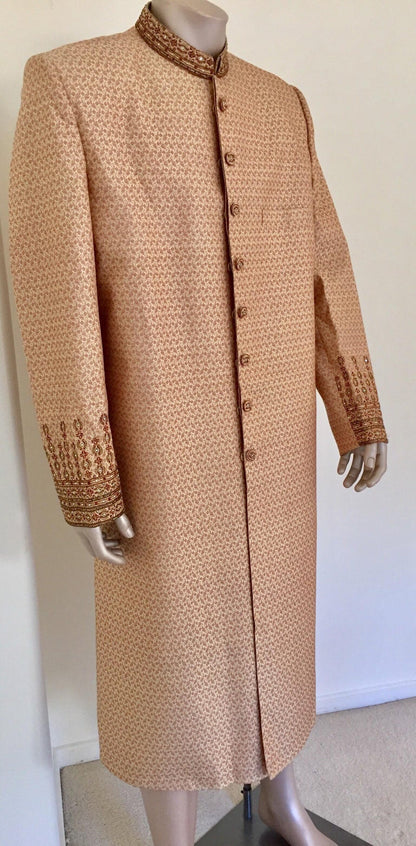 Gold Brocade Gentleman Indian Wedding or Party Maharaja Sultan Tuxedo Coat