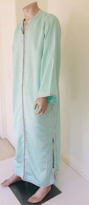 Moorish Turquoise Blue 1970s Maxi Dress Caftan