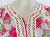 1970 Moroccan Caftan Metallic Pink Floral Silk Kaftan