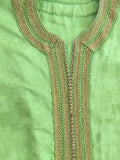 Elegant Moroccan Caftan Green and Gold Embroidered with Moorish Designs