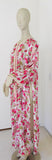 1970 Moroccan Caftan Metallic Pink Floral Silk Kaftan