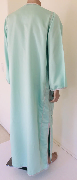 Moorish Turquoise Blue 1970s Maxi Dress Caftan