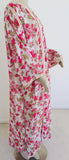 1970 Moroccan Caftan Metallic Pink Floral Silk Kaftan